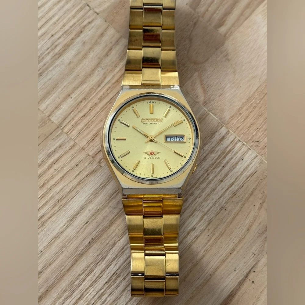 Citizen Eagle 7 Automatic 21 Jewels Rare Vintage Men’s Watch Gold Dial Bracelet